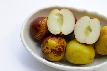 Fresh jujube fruit on white background