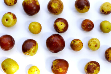 Fresh jujube fruit on white background