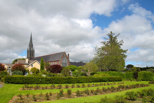 Ireland-City Park Tralee with St. John's Catholic Church in the background 