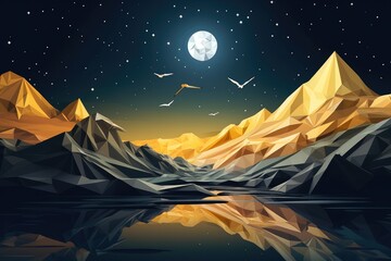 Obraz na płótnie Canvas Magical nature wallpaper during summer night high in mountains. Generative Ai.