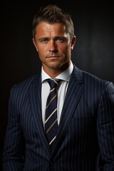 Businessman in a classic pinstripe suit and a power tie, Generative AI 