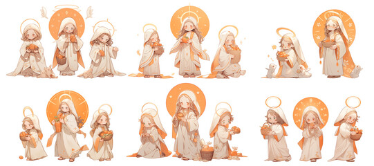 A cute priest praying on Png background. generative ai