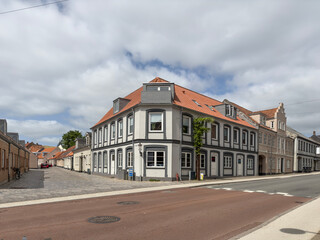 Fototapeta premium Happy walk through Varde city's old town on a great summer's day. West Jutland, Region Southern Denmark.