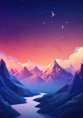 Magical nature wallpaper during summer night high in mountains. Generative Ai.