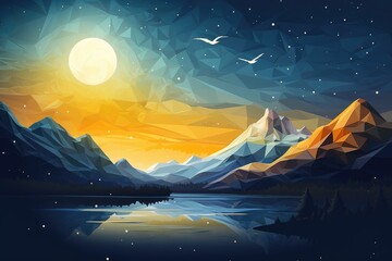 Obraz premium Magical nature wallpaper during summer night high in mountains. Generative Ai.