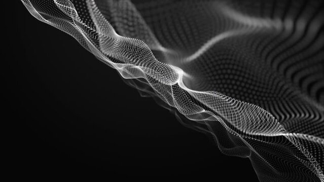 Magical video animation with particle wave object in slow motion, 4096x2304 loop 4K