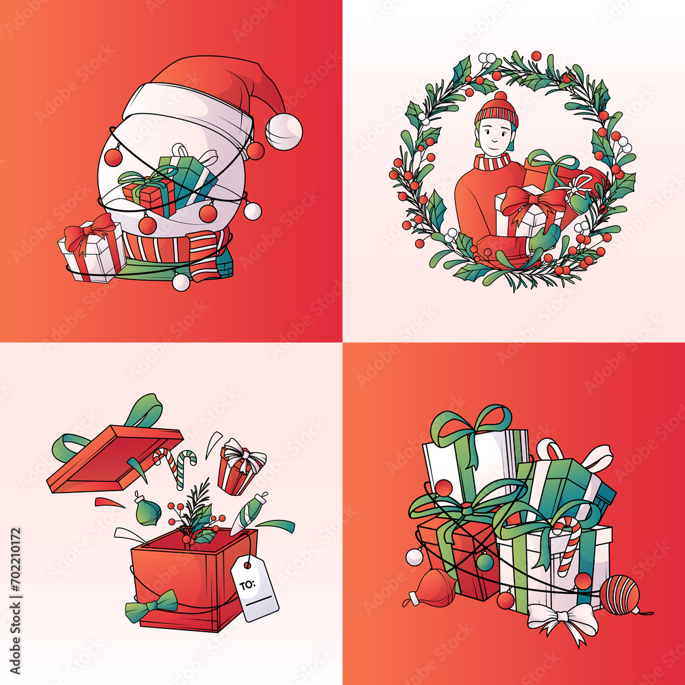 Canvas Prints cartoon christmas composition set