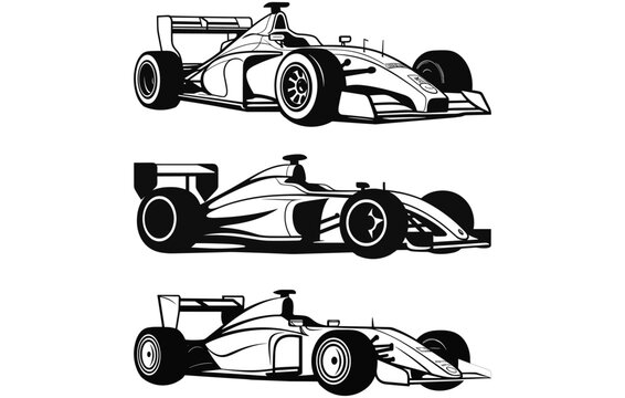 silhouette of open wheel car. open wheel formula racing car vector silhouette.