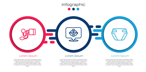 Set line Blood pressure, Grandmother and Adult diaper. Business infographic template. Vector