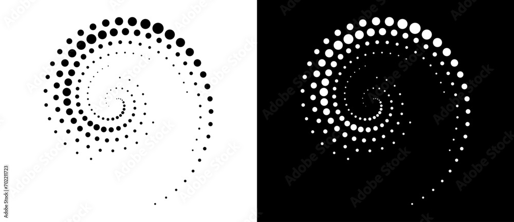Poster abstract background with halftone dots in circle. art design circle as logo or icon. a black figure 