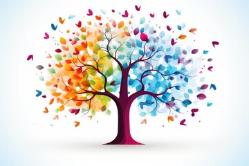 Obraz na płótnie Canvas Tree with colorful leaves falling