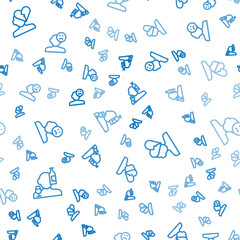 Set line Alcoholism, Broken heart or divorce and Sad and depressed man, bad mood on seamless pattern. Vector