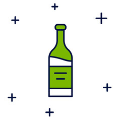 Filled outline Bottle of wine icon isolated on white background.  Vector