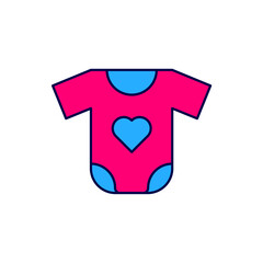 Filled outline Baby clothes icon isolated on white background. Baby clothing for baby girl and boy. Baby bodysuit.  Vector