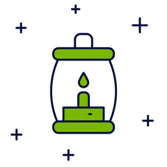 Obraz premium Filled outline Camping lantern icon isolated on white background. Happy Halloween party. Vector