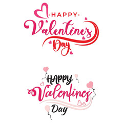 Naklejka na ściany i meble Valentines Day greeting card template with typography text happy valentine`s day and red heart and line on background. Vector illustration
