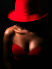 black woman with red hat, AI generated