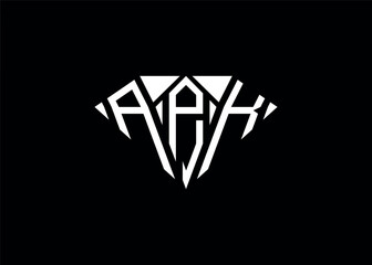 Modern letter A P K diamond shape logo And initial monogram A P K letter logo vector template.