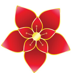 Flower Vector Chinese Year Celebration Element Red Gold
