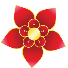 Flower Vector Chinese Year Celebration Element Red Gold