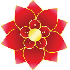 Flower Vector Chinese Year Celebration Element Red Gold