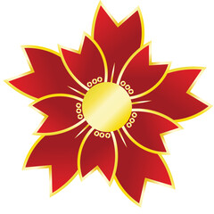 Flower Vector Chinese Year Celebration Element Red Gold