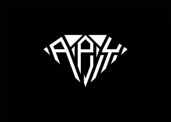 Modern letter A P Y diamond shape logo And initial monogram A P Y letter logo vector template