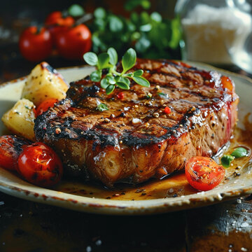 Steak Food Photography with Popular Art Details
Scene Description: Highlighting the details and textures of a steak dish with an artistic touch, inspired by popular art styles like impressionis