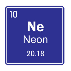 Neon Chemical Element Symbol ,Vector Image Illustration Isolated on White Background
