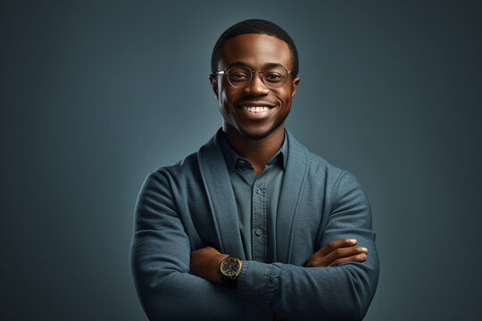 Young black guy slight smile portrait