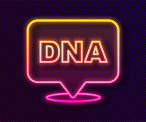 Glowing neon line DNA symbol icon isolated on black background.  Vector