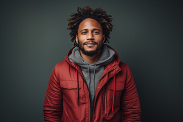 Fototapeta premium Young black guy slight smile portrait