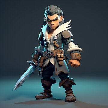 rogue character with a dagger in the style of lowboy art cartoonlike character AI Generated