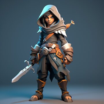 rogue character with a dagger in the style of lowboy art cartoonlike character AI Generated