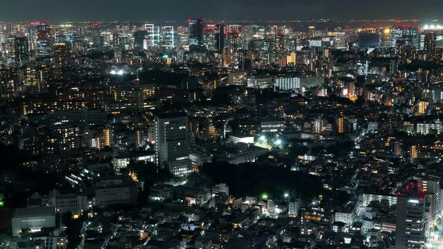 Timelapse of city lights in Tokyo in Japan