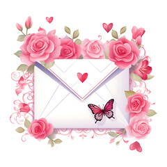 Frame of Folded Paper Envelope Love Letter Calligraphy Paper Love Let Clipart Isolated Design Tshirt Folded Envelove Creative Design Concept PNG Transparent Valentine Event 