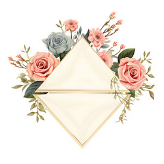 Frame of Origami Flower Love Letter Ivory Love Letter Paper Pastel Fl Clipart Isolated Design Tshirt Folded Envelove Creative Design Concept PNG Transparent Valentine Event 