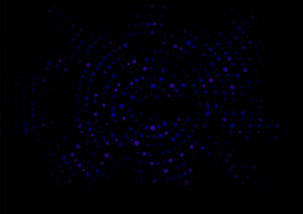 Abstract dark background with blue dots of different sizes. Template for screensavers, packaging, posters, banners and creative ideas