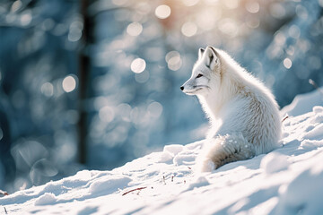 white fox on snow