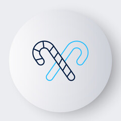 Line Christmas candy cane with stripes icon isolated on white background. Merry Christmas and Happy New Year. Colorful outline concept. Vector