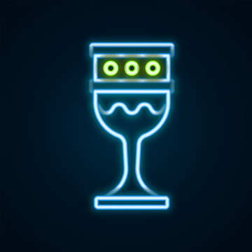 recommend clip art: Glowing neon line Medieval goblet icon isolated on black background. Holy grail. Colorful outline concept. Vector