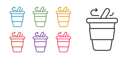 Set line Coffee cup to go icon isolated on white background. Set icons colorful. Vector