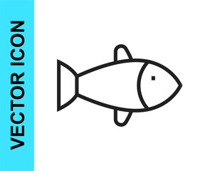 Black line Fish icon isolated on white background.  Vector