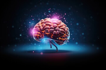 Creative illustration of human memory brain full of colors. Generative Ai. - obrazy, fototapety, plakaty