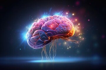 Creative illustration of human memory brain full of colors. Generative Ai.