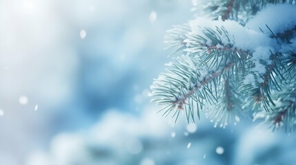 Fototapeta na wymiar Frosty Pine Branch in Winter Wonderland. Generative ai