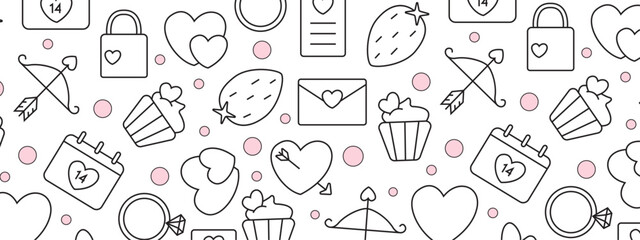 Valentine's Day. Vector seamless pattern