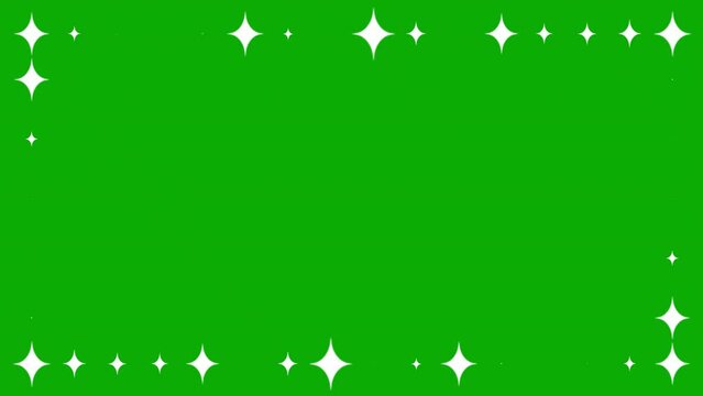 Twinkling stars decorative frame on green screen background