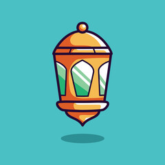 Ramadan Lantern Ornament Cartoon isolated on a blue background. Design for stickers, icons, web, etc. Vector - Illustration.