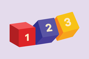 Bricks with numbers. Numeral cube concept. Colored flat vector illustration isolated.